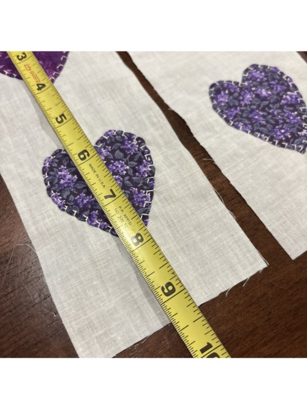 SET OF 26 HEARTS HAND APPLIQUÉD QUILTING BLOCKS 8 INCH + 20 Smalls Purple White - Picture 8 of 9